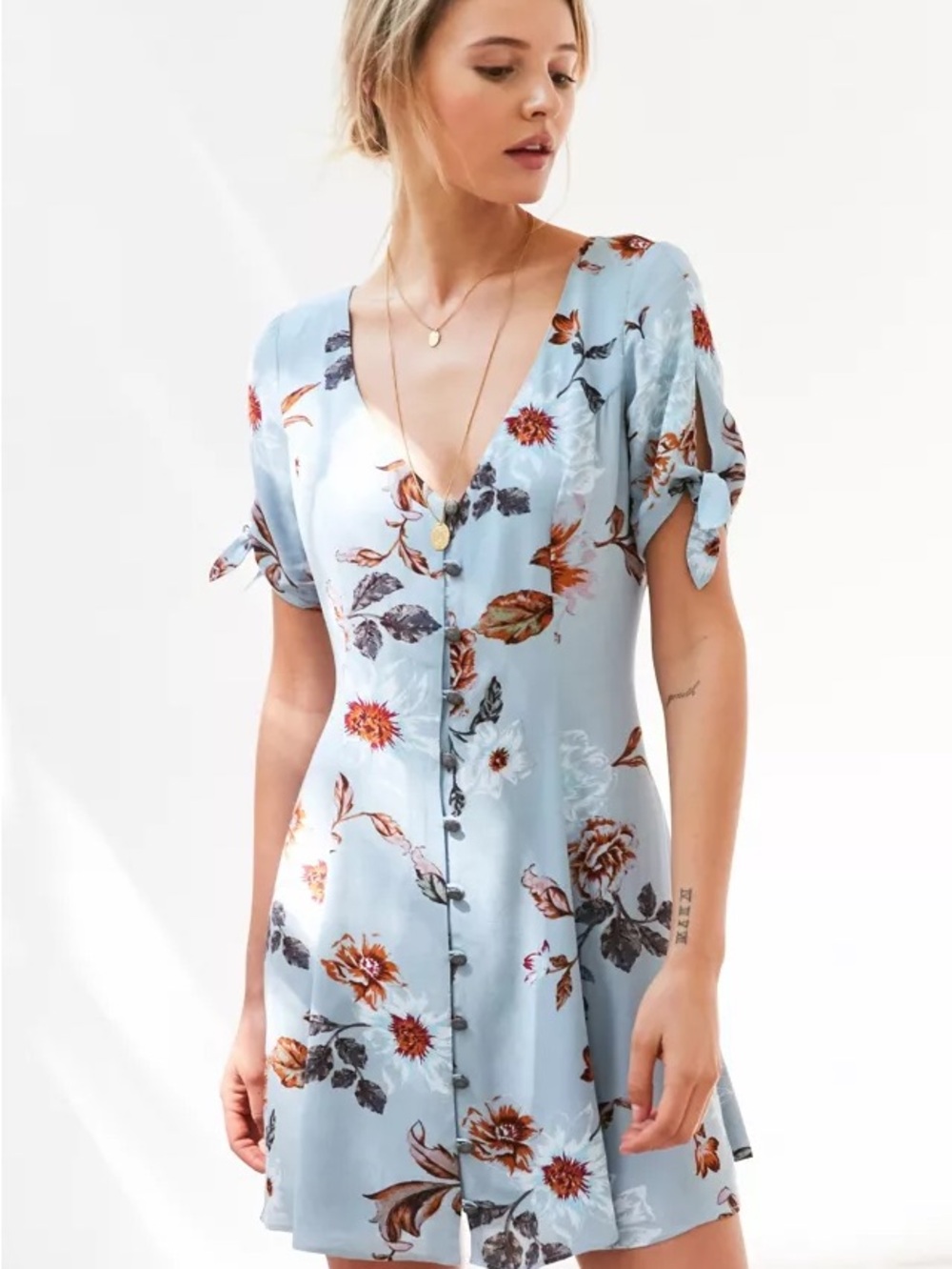 Urban Outfitters Kimchi Blue Light Blue Dress with Magenta Accent